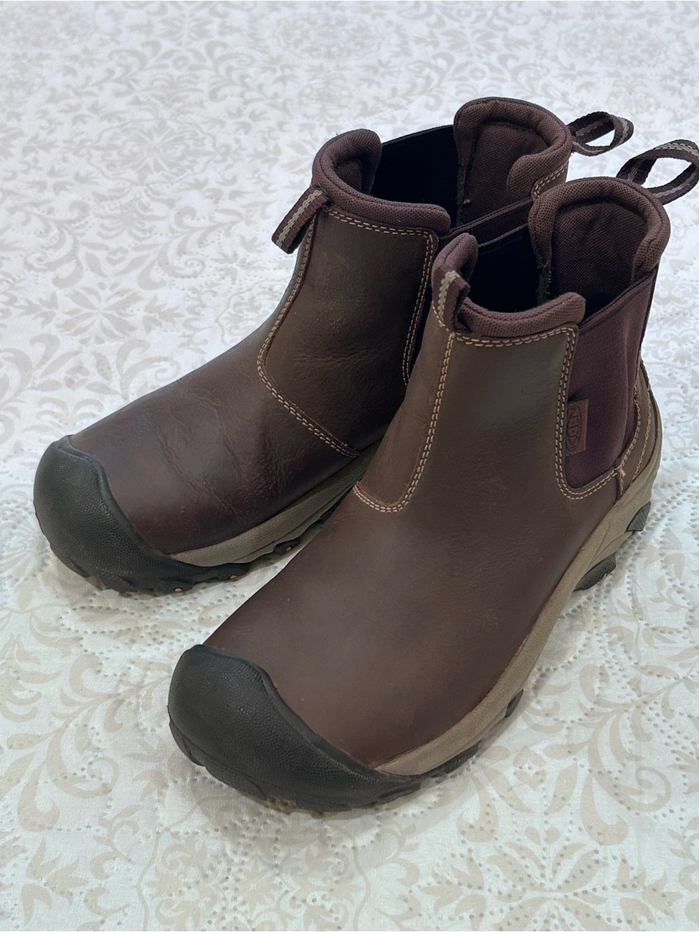 KEEN TARGHEE II WOMEN 7.5 CHELSEA MID BOOT BROWN LEATHER HIKING CHUKKA 1025871 - Picture 3 of 14